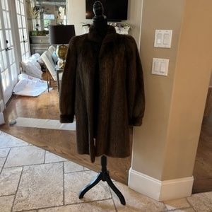 Chocolate Brown Mink Knee-Length Coat